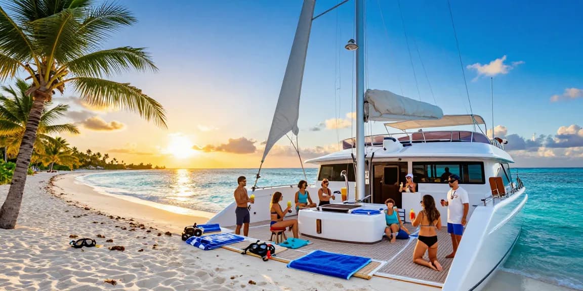 yacht charter punta cana with luxury crew and guests enjoying scenic views