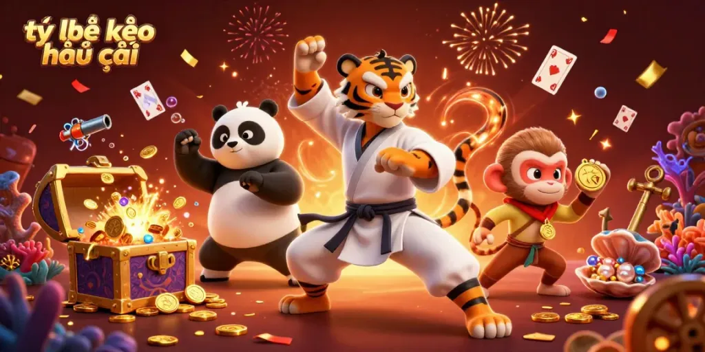 Experience tỷ lệ kèo nhà cái with dynamic gambling action featuring cartoon characters in a vibrant casino scene.